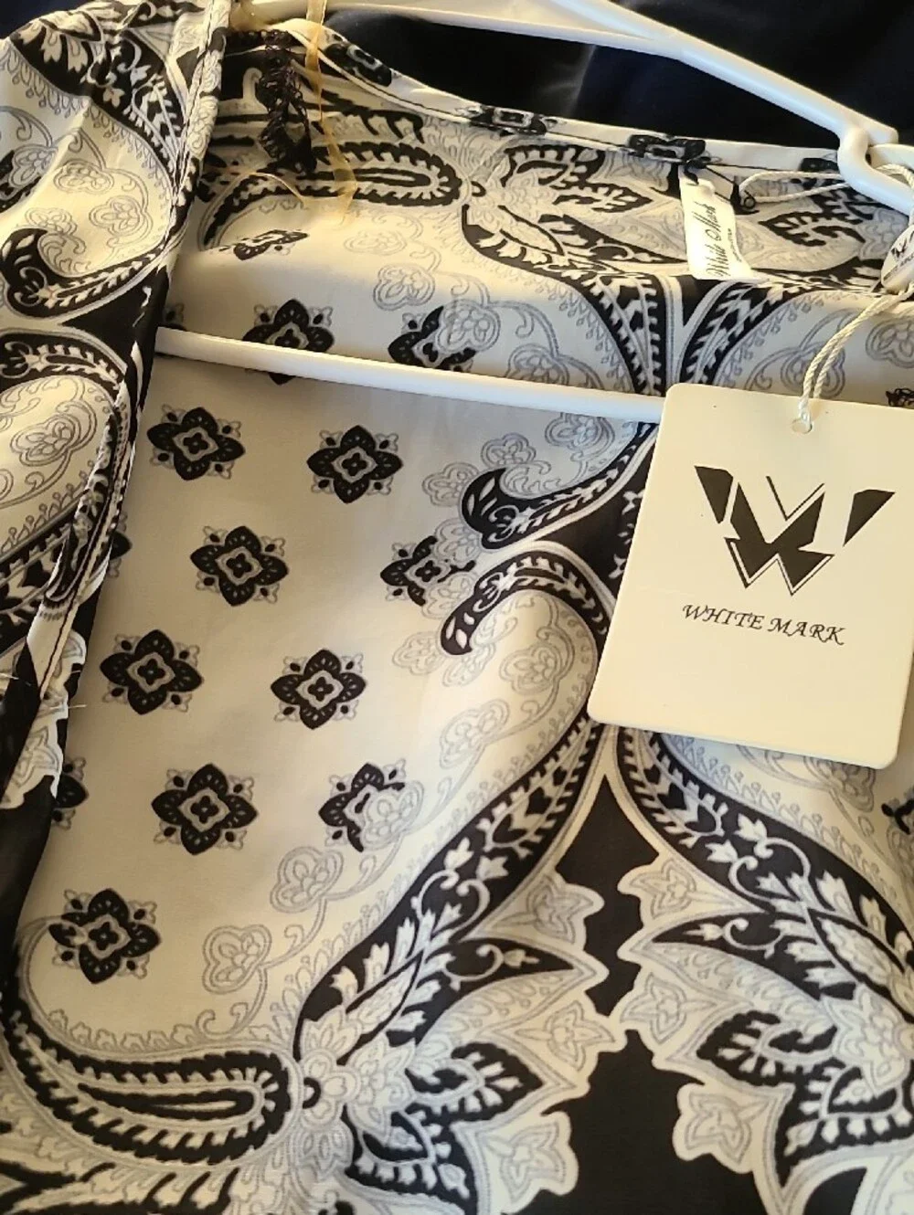 White Mark Black & White Paisley Kimono